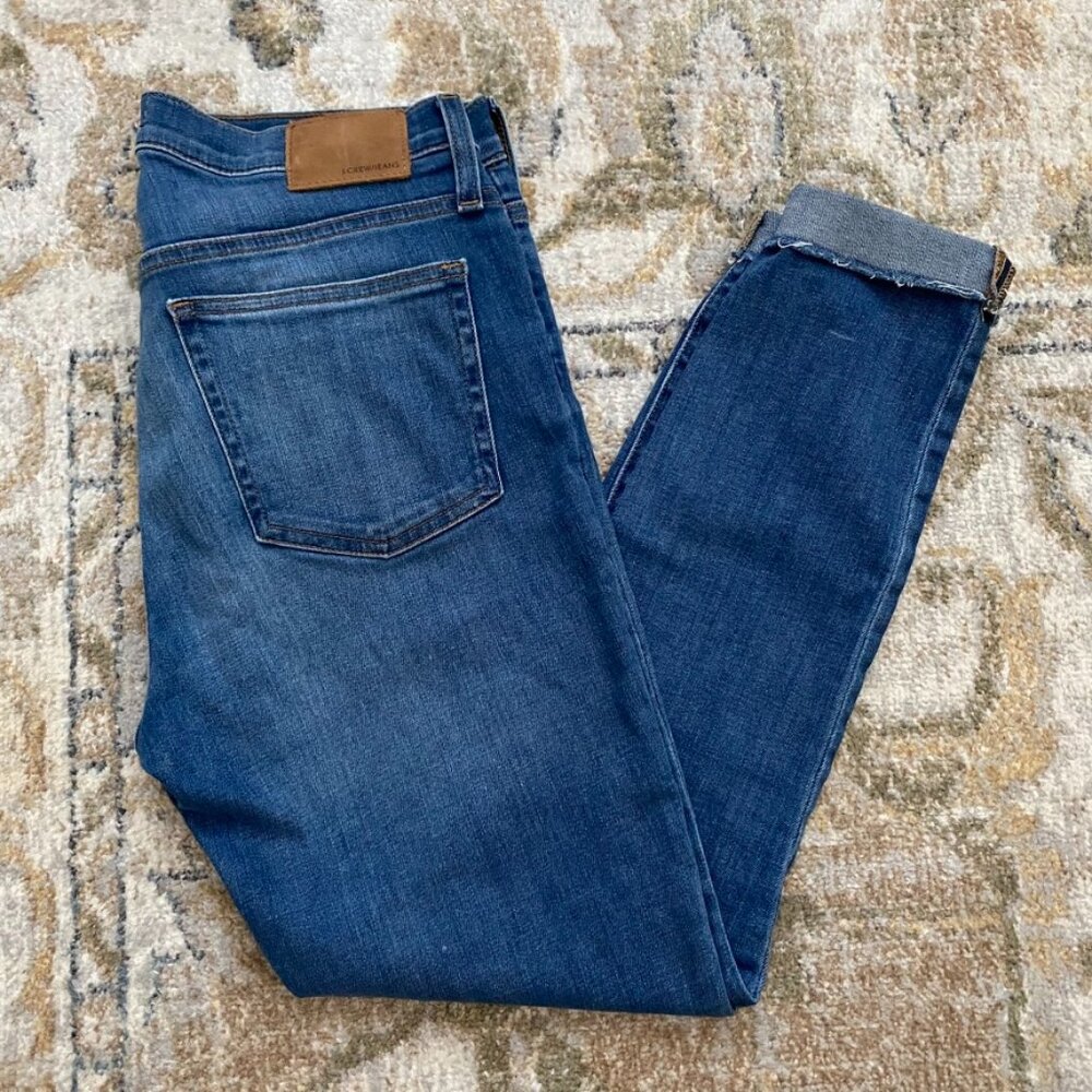J. Crew 9” High Rise Toothpick in Medium Indigo Wash